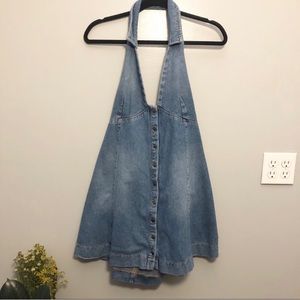 FREE PEOPLE denim halter dress